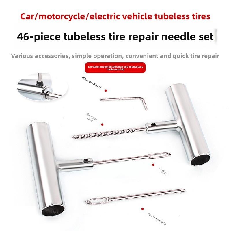 Emergency Tire Repair Kit - Portable Car Flat Tire Puncture Fix Tool Set for Roadside Rescue