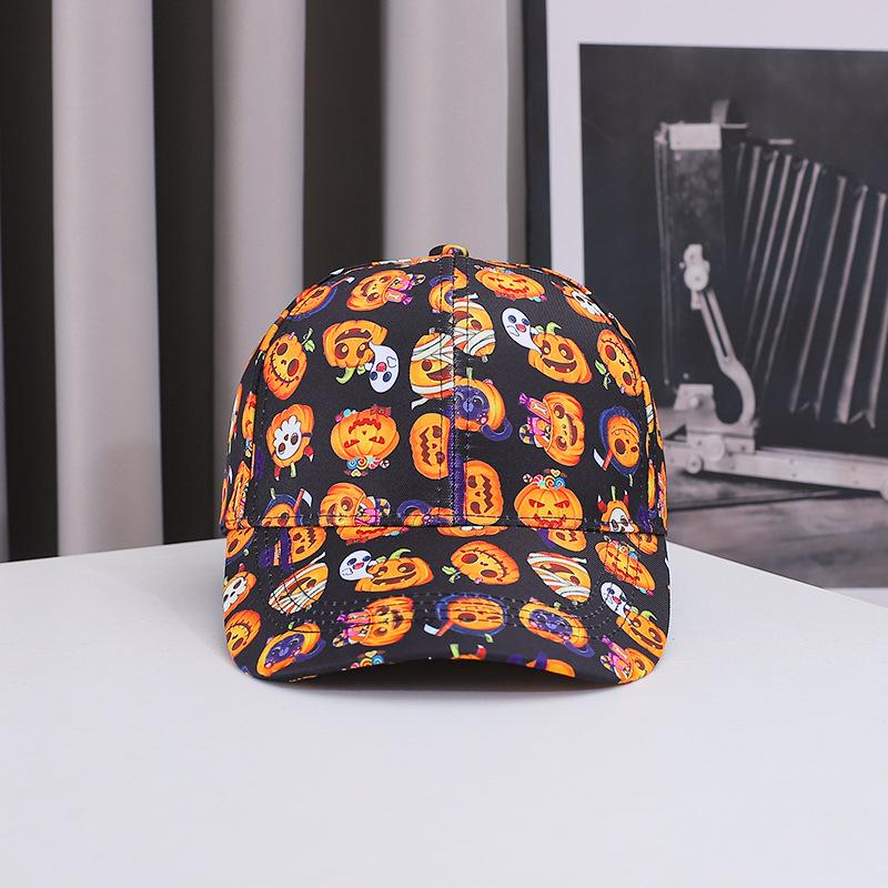 New cross-border Halloween baseball cap, outdoor casual sun hat for women, fashionable and versatile, popular printed duckbill cap
