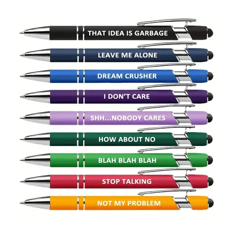 Ballpoint Pen, 9 Counts/set Humorous & Funny Quotes Ballpoint Pen, Smooth Writing Pen, Suitable for Office, Colleagues, School, and Women back to school，school supplis