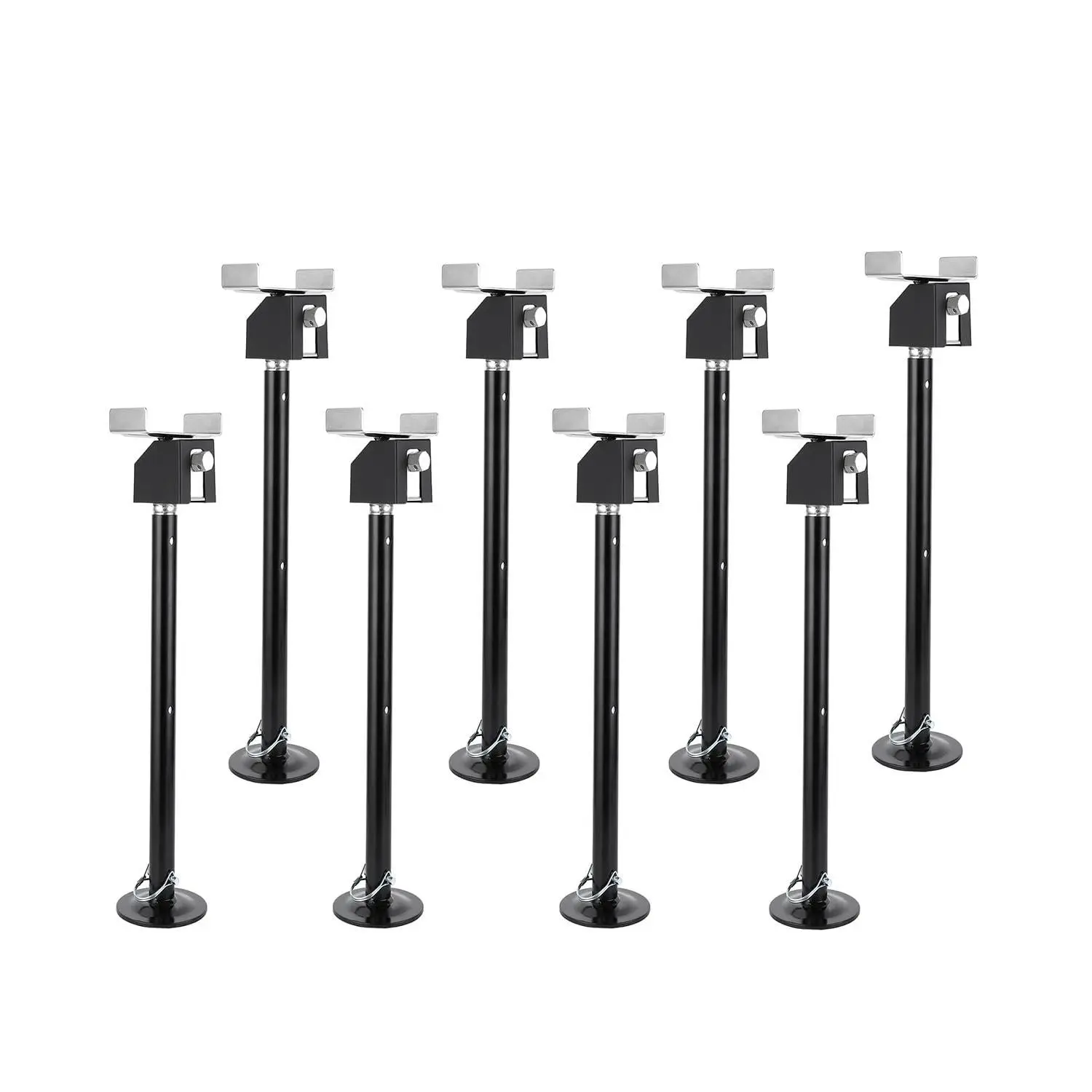 8-Pack RV Slide Out Support Jacks, Heavy Duty Stabilizers. 5000 LB Each, Adjustable 21-49 Inch. With Magnetic Drill Socket. Anti-Wobble for Large Motorhomes, Fifth Wheels. Steel, Wide Base. Complete Kit