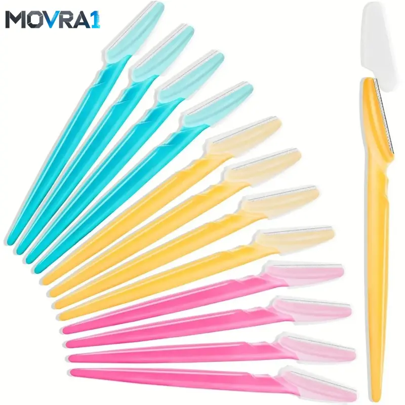MOVRA1 12 Pcs Eyebrow Razor, Multipurpose Exfoliating Dermaplaning Tool Face, Facial and Eyebrow Shaper with Precision Cover Women Men Use