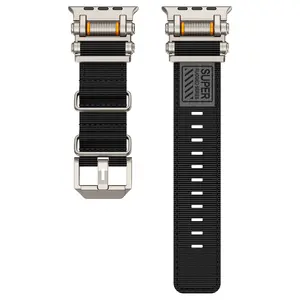 Nylon Sport Band for Apple Watch Ultra 3/2/1 -Military-Grade Durable & Sweatproof withStainless Steel Connector- Fits Series 11-3/SE(42mm/44mm/45mm/46mm/49mm) -  (Watch Not Included) Smartwatch Strap Smartwatch Accessories