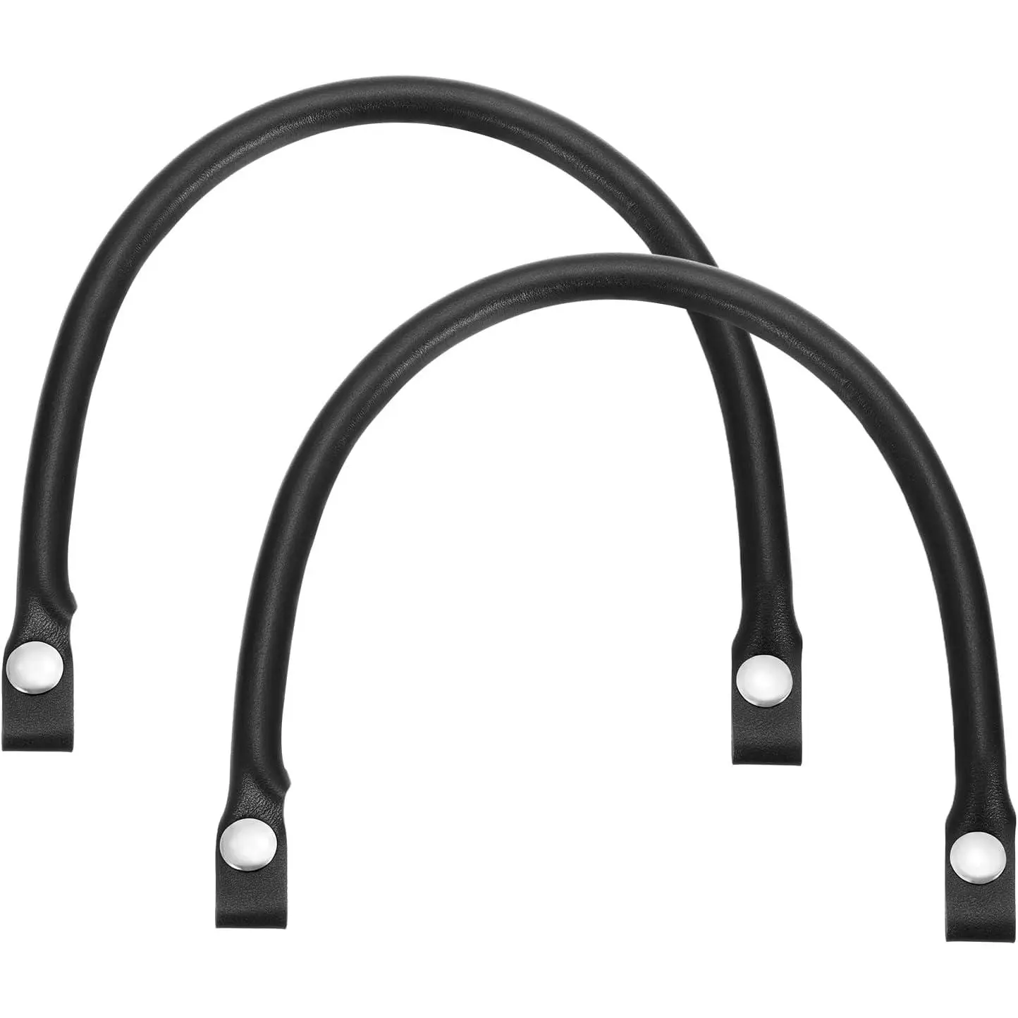 2 count PU Leather Purse Handles, 0.6" x 16" Short Bag Purse Straps  with  Button Bag Making Supplies for DIY Wallet Tote Bag Making and Repairing, Black