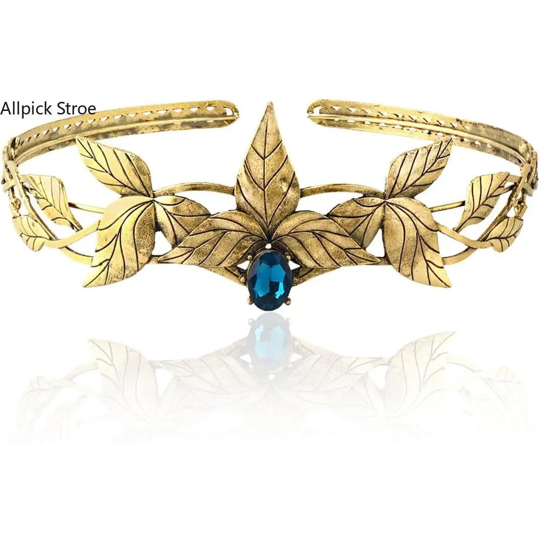 Adjustable Greek Goddess Crystal Leaf Crown Bag Charm Twilly - Elegant, Chic, Fairy Tale Charms & Twillies, Glamorous Fantasy Renaissance Accessory for Prom, Chic Charms & Twillies