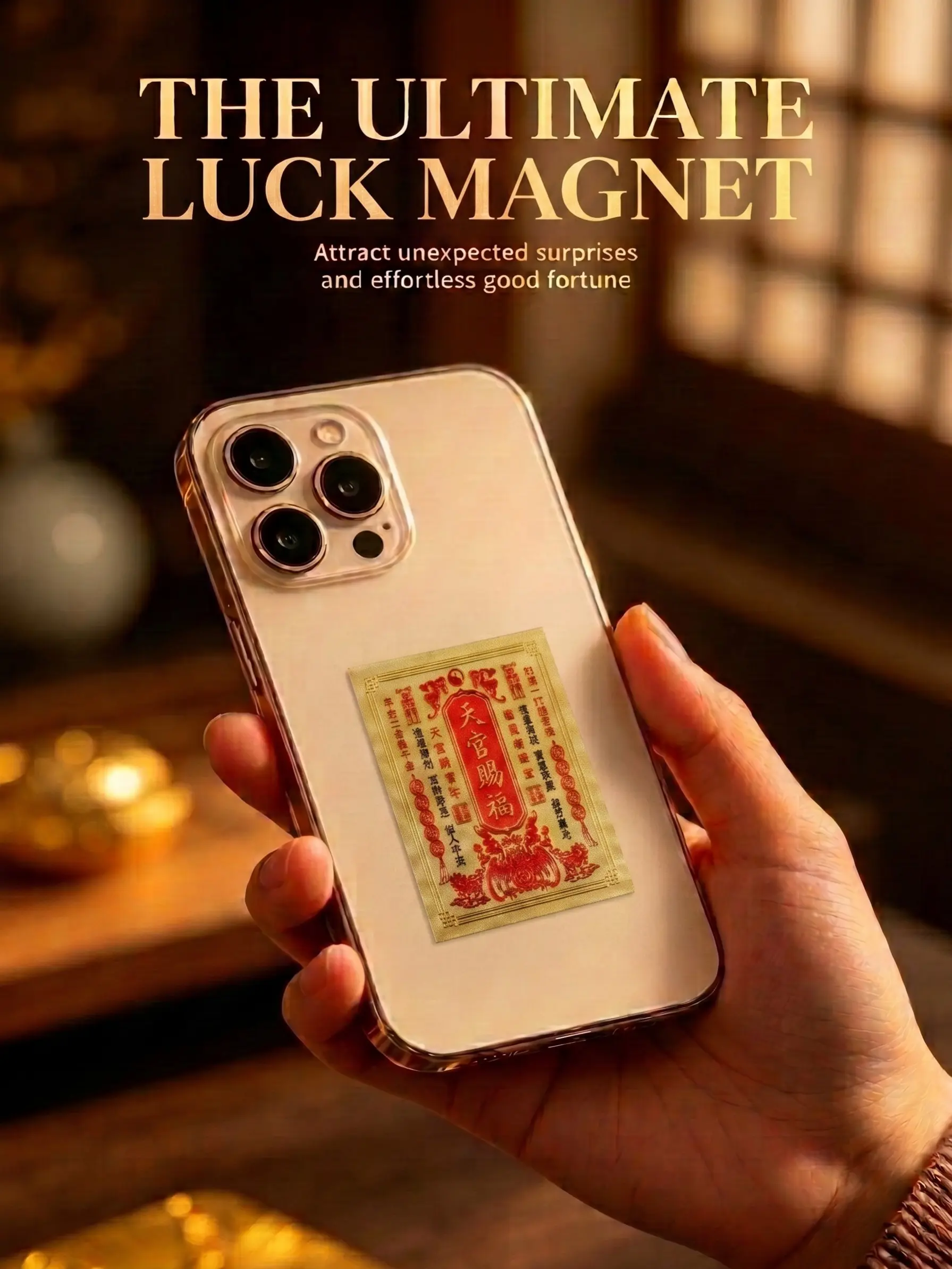 Money Attraction Thangka Style Sticker Card, Elegant All over Print, Plastic Chain Material, for Phone Wallet Computer Table,Positive Energy & Good Vibes Custom Holographic Cards attract Dollars friendship card protection encouragement gift
