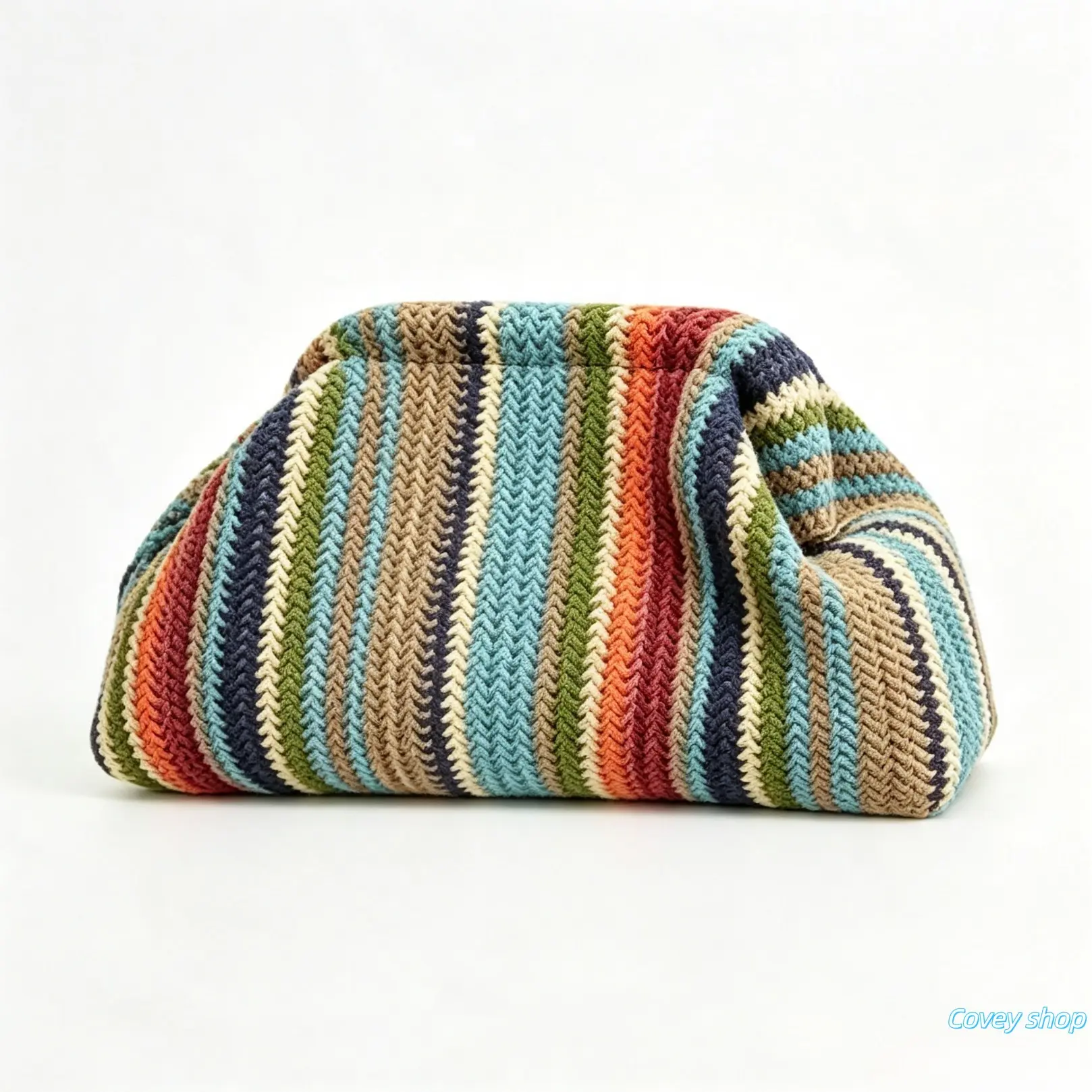 Elegant Retro Textured Striped Straw-Woven Cloud Bag, Fresh Artistic Handheld Bag with Unique Design, Casual Commuter Bag, Ideal for Beach Vacations, Daily Commuting, and Friend Gatherings