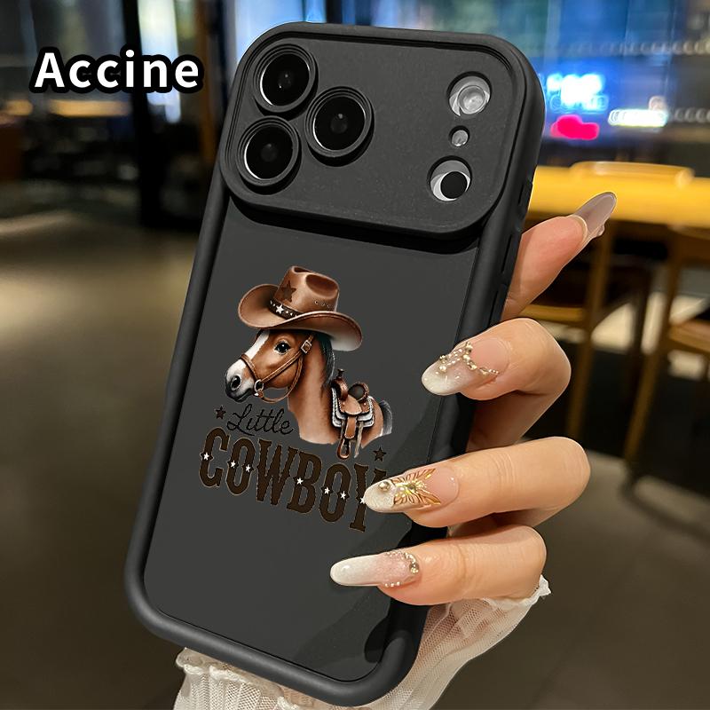 Compatible with  iPhone 17 Pro Max 16 Plus 15 14 13 12 11 XR Air E Case Horse in Cowboy Hat Pattern Soft Non Slip Rugged Durable Smartphone Cover for Boy