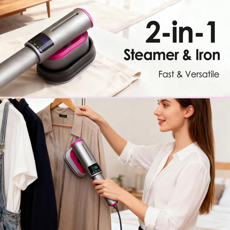 2-in-1 Steamer & Iron for Clothes, 1200W Portable Handheld Garment Steamer, 15s Fast Heat-Up, Quick Wrinkle Removal, Dry & Steam Ironing, for Home & Travel (110V)