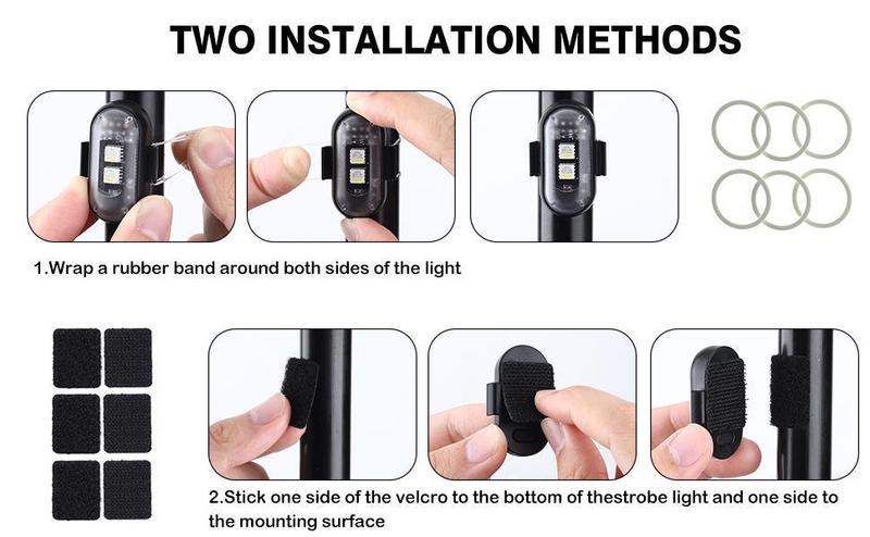 6PCS Wireless LED Lights for Car with Remote Control, Wireless LED Strobe Lights 8 Colors USB Charing IP65 Waterproof Anti-Collision Warning Light for Car Interior Truck Motorcycle Drone Aircraft Bike