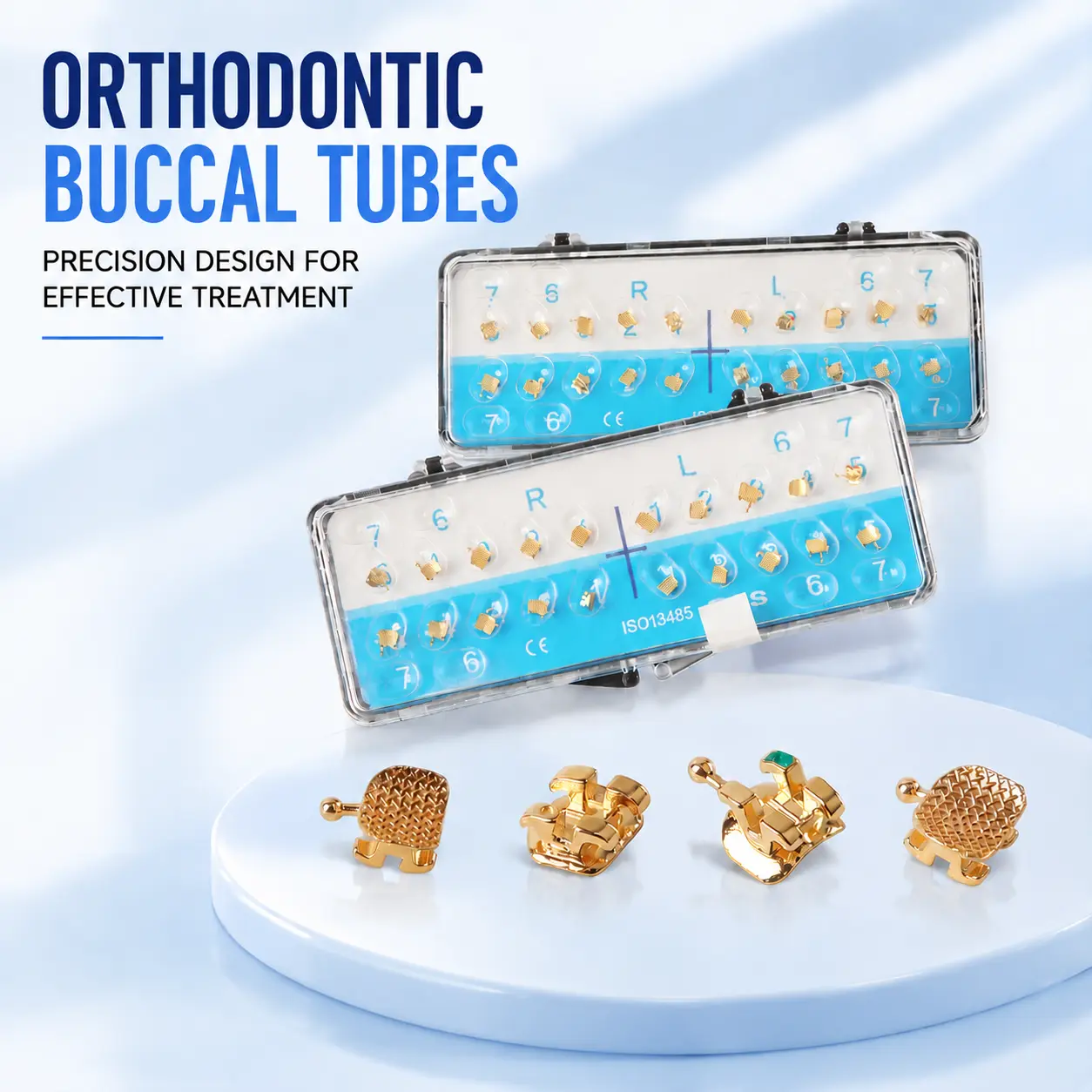 Gold Plated Orthodontic Self-Ligating Brackets with Buccal Tubes | Professional Orthodontic Clinic Dental Brackets Kit