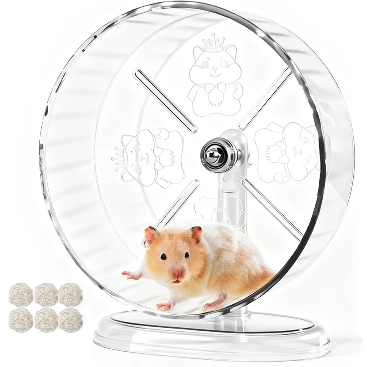 9.5 Inch Quiet Transparent Hamster Exercise Running Wheel with Anti-Skid & Adjustable Stand for Syrian Hamster Gerbils Rats or Other Small Pets