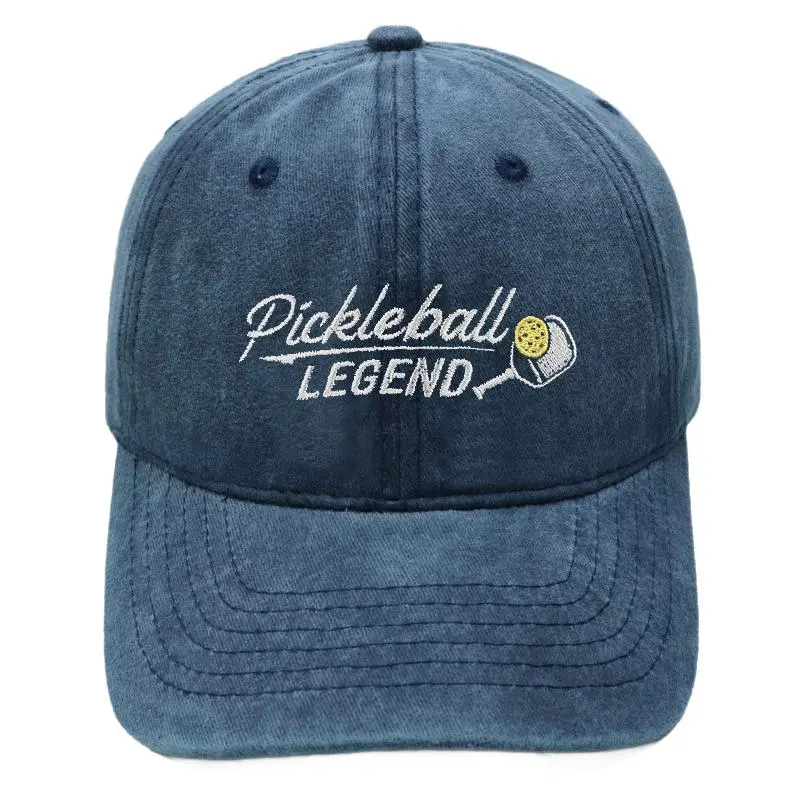 Effortless Glamour Pickleball Legend Embroidered Baseball Cap Washed Cotton Black Dad Hat Unisex Athleisure Sports Style Adjustable Sun Cap Court Fashion Daily Wear Hat