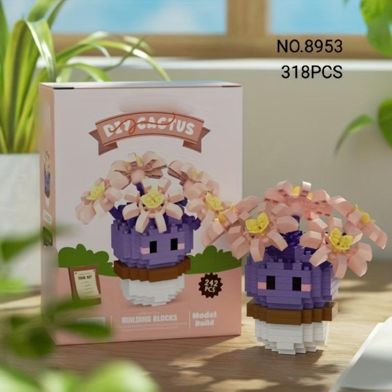 Cactus Design Building Blocks Toy, 1 Box Creative Desktop Ornament, Educational Assembly Toy for Teenager & Adults, Birthday Gift