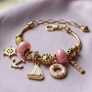 [DIY Nautical Pendant Bracelet] This DIY Pendant Bracelet with a Nautical Theme Is Suitable for Both Men and Women. It Can Be Extended to a Length of 22cm and Is Made of Stainless Steel. It Symbolizes Smooth Sailing and Is a Daily Wear Acce