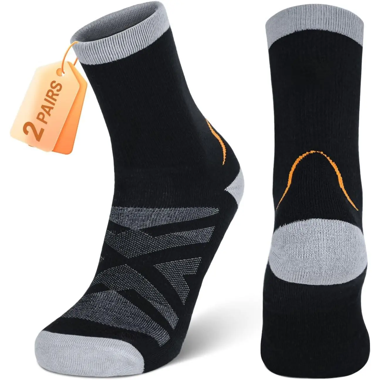 Hiking Socks 2-Pack - Moisture-Wicking & Anti-Blister  Men & Women |   Quick-Dry, 3D Arch Support, Odor Control