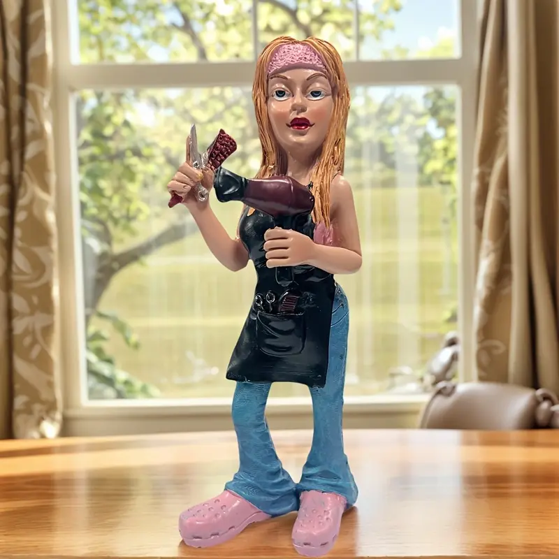 Personalized female barber statue decoration, resin home, office, living room cabinet decoration