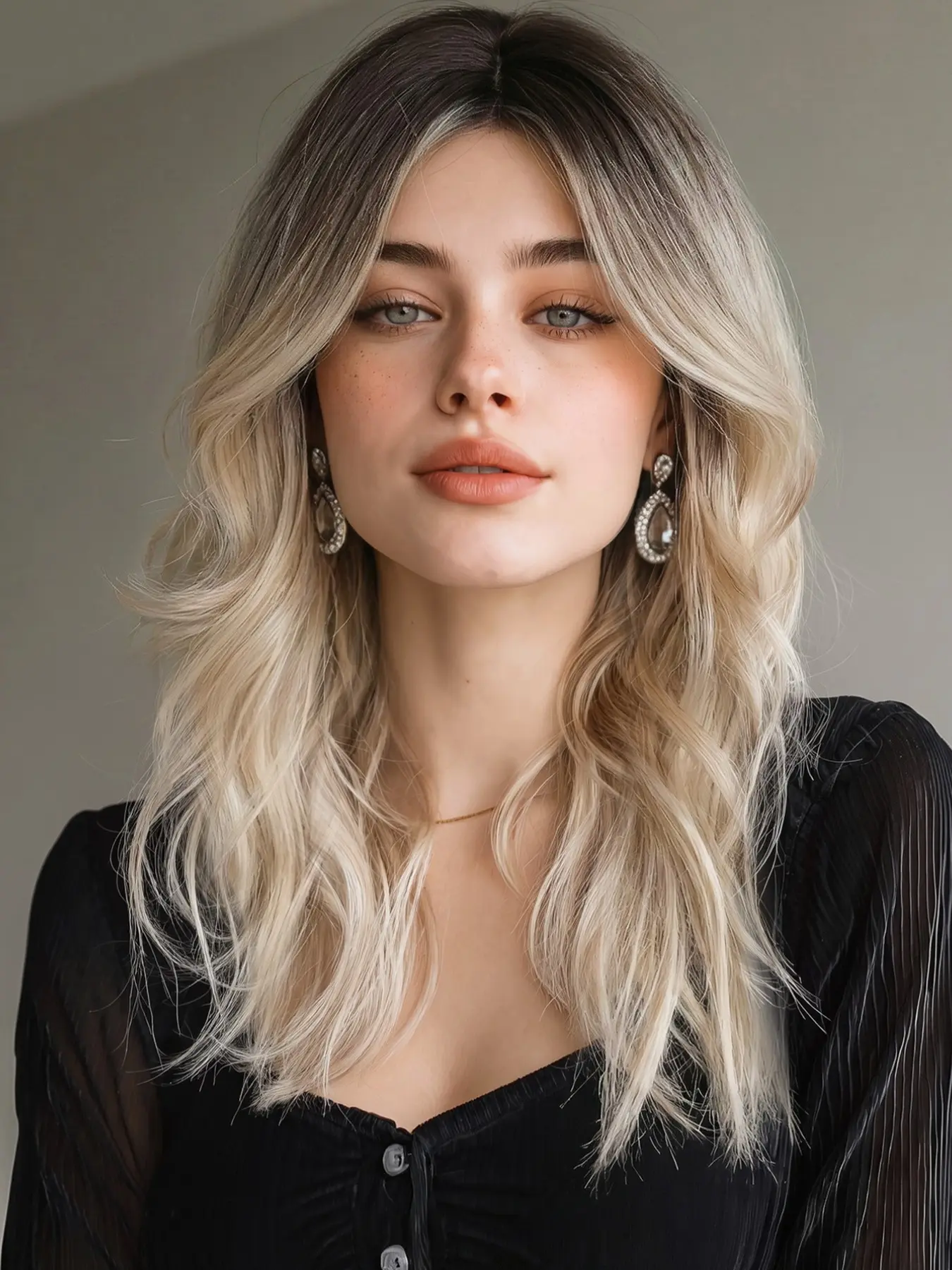 20 Inch Long Wavy Ombre Blonde Wigs for Women, Gorgeous Fluffy Wavy Mix Blonde Wigs with Curtain Bangs, Synthetic Full Machine Wigs for Party, Daily Use, Stylist Friendly Wig, Synthetic Hair Wigs