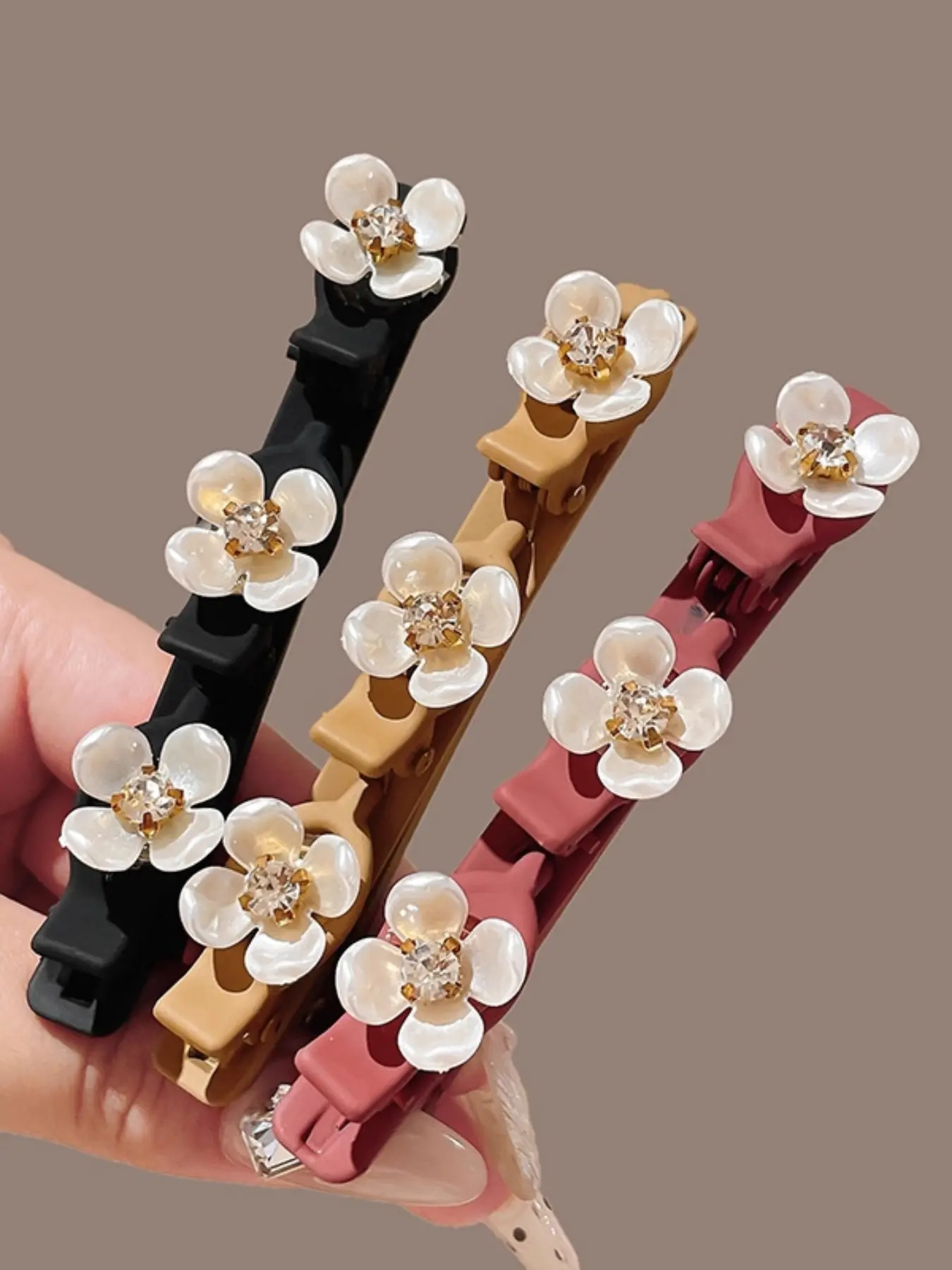3PCS Camellia Hairpins Broken Double Layer Braided Hair Pin Hair Clips Fixed Women Girls Fashion Hairpin Styling Hair Accessories