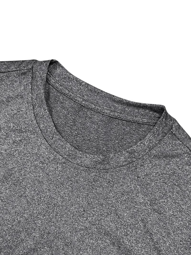 Men's Solid Long Sleeve Crew Neck T-shirt, Casual Regular Fit Basic Round Neck Tee for Fall & Winter, Men's Clothes for Daily Wear