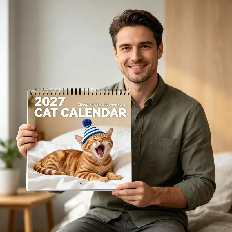 1 2027 Fun Cat Meme Wall Calendar, featuring daily humorous phrases and kitten photos - monthly planner, suitable for adults, a gift for cat lovers, home and office decor, with date and time planning accessories (January to December)
