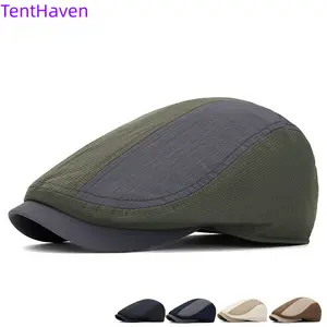 2026 new color blocking quick drying forward hat for men's summer thin breathable beret for women's British newspaper children's hat painter hat