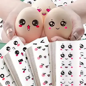 72 Transparent Stickers, Fun Smile Faces & Easter Eggs, Multicolor Paper Stickers for Creative Decor, Easter Party Gifts, Computer Accessories