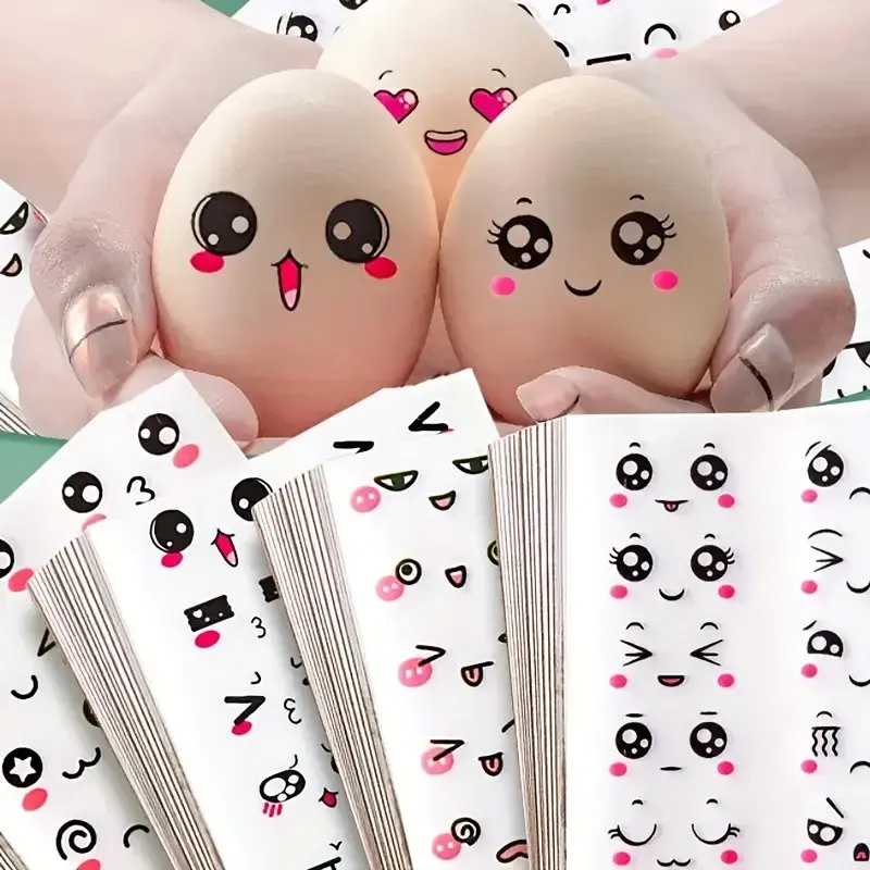 72 Transparent Stickers, Fun Smile Faces & Easter Eggs, Multicolor Paper Stickers for Creative Decor, Decorative Sticker, Easter Party Gifts, Computer Accessories