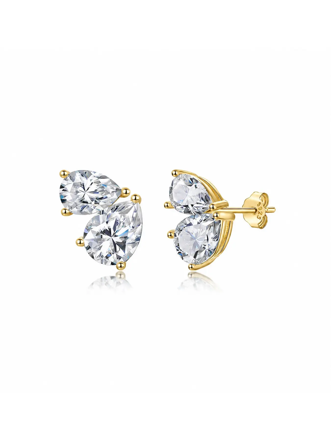 S925 Sterling Silver Double Pear Shape Moissanite Earrings for Women, Elegant and Versatile Jewelry, Lightweight Luxury Ear Studs, Shining Earrings