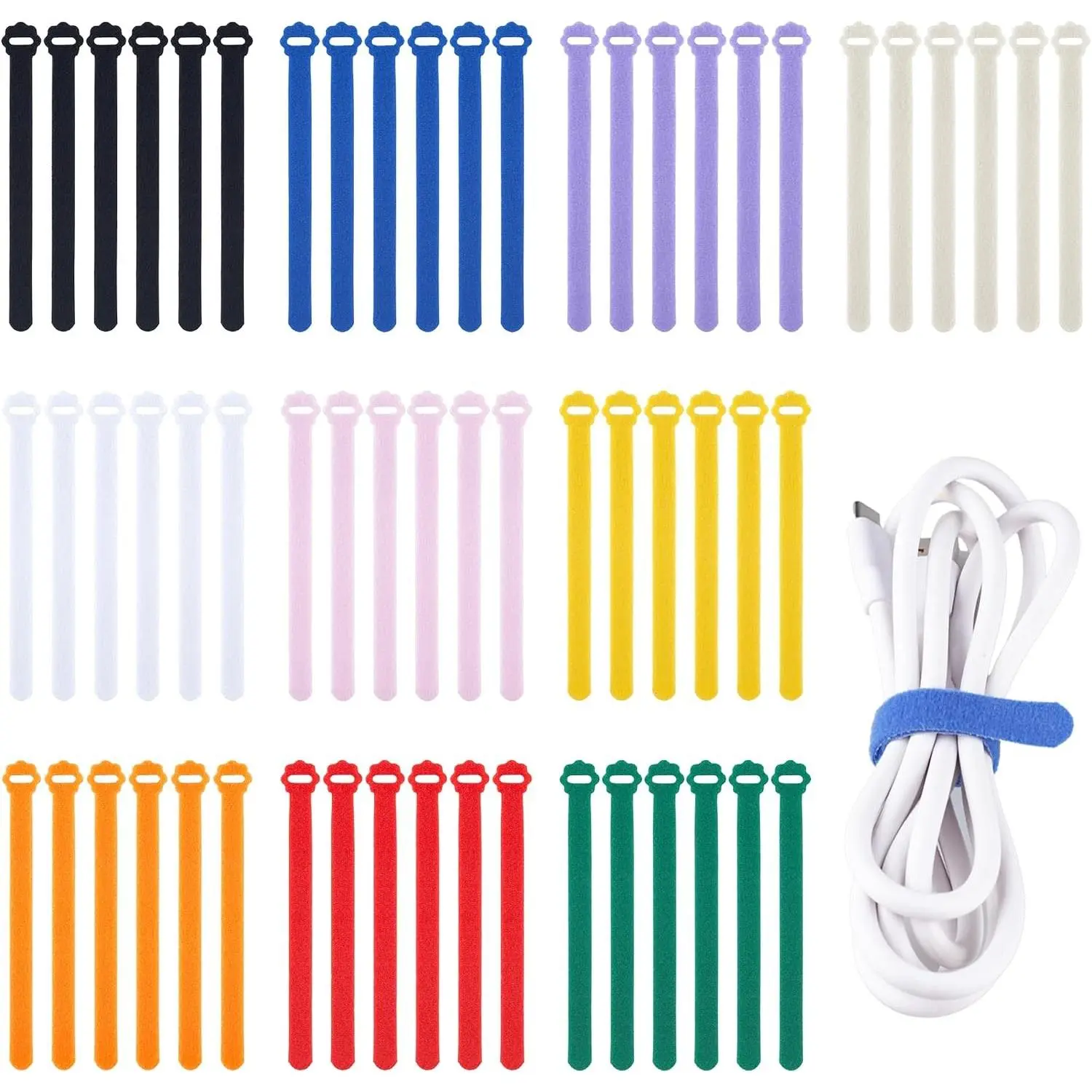 60pcs 6inch Reusable Adjustable Cable Ties, Cable Organizer (Multicolor)