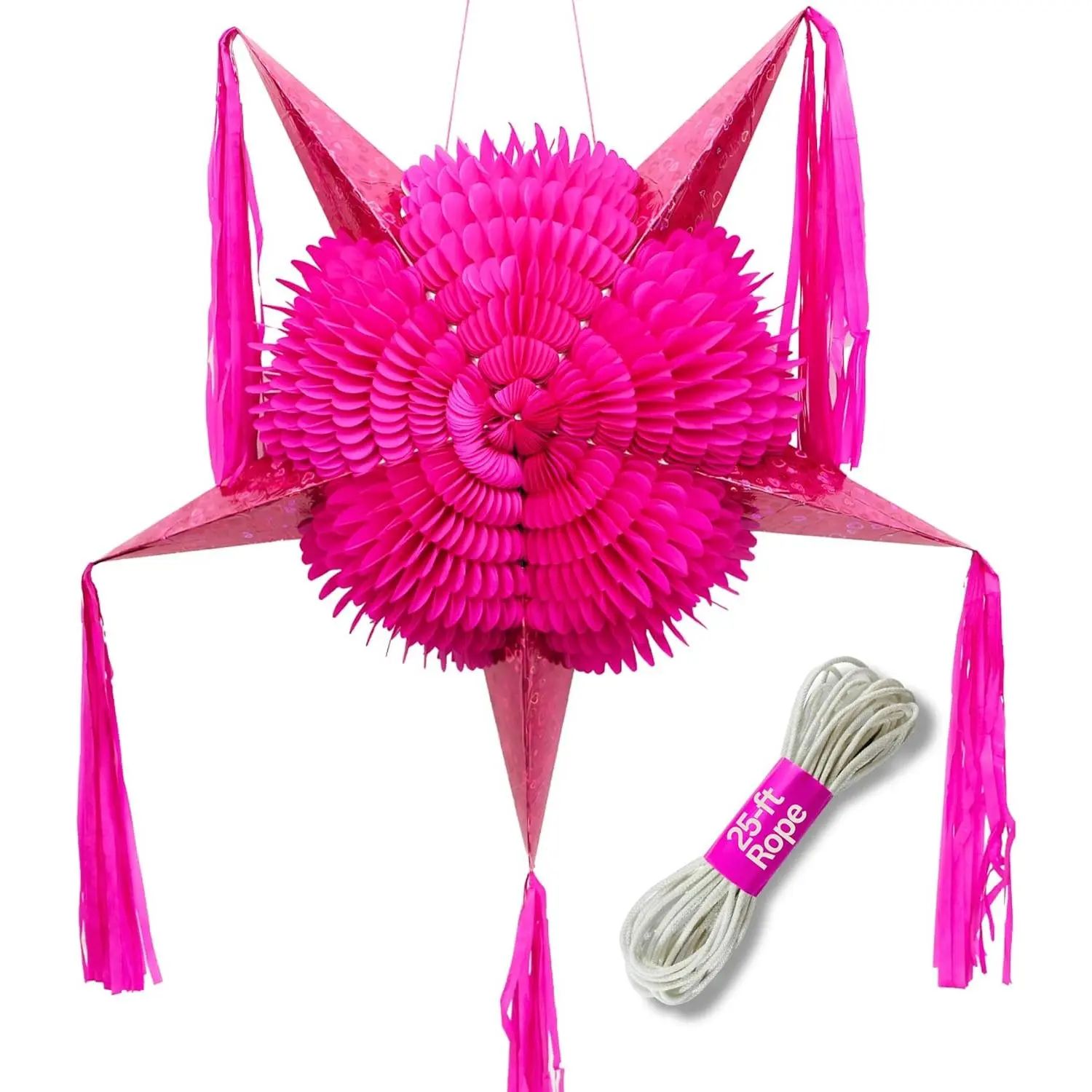 Large 32" Birthday Party Piñata with 25-ft Rope Included Handmade in Mexico Cinco de Mayo Decorations TexMex Fun Stuff