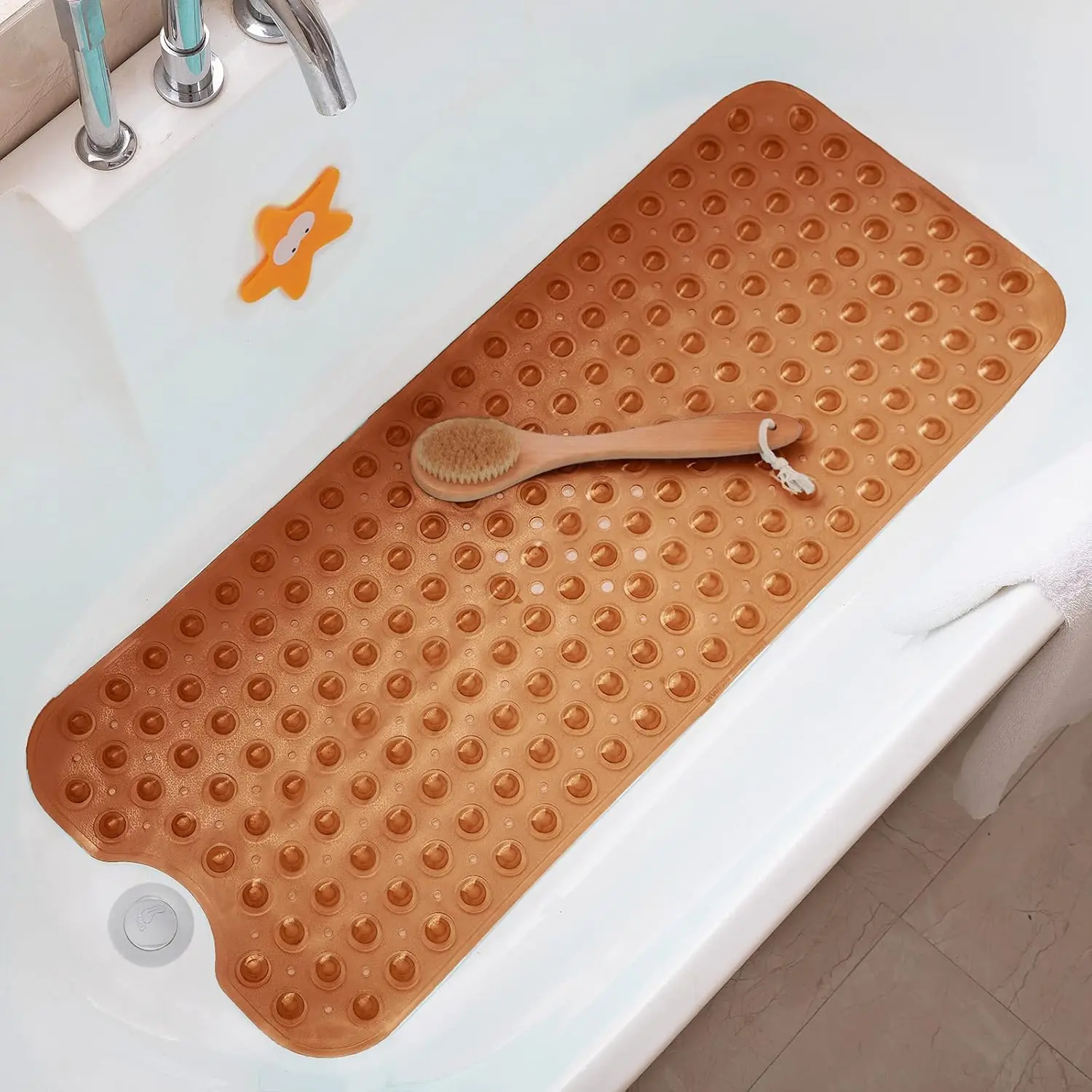Non-Slip Bathtub Mat - 39x16 in Extra Long Tub Safety Pad with Dome Texture, Surface Bumps, Machine Washable Bathroom Home Supply