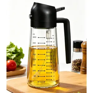 Oil Sprayer  2-in-1 Food-Grade & Dispenser Bottle - Kitchen Utensil for Air Fryer, Salads & BBQ (Black) Modern Kitchenware
