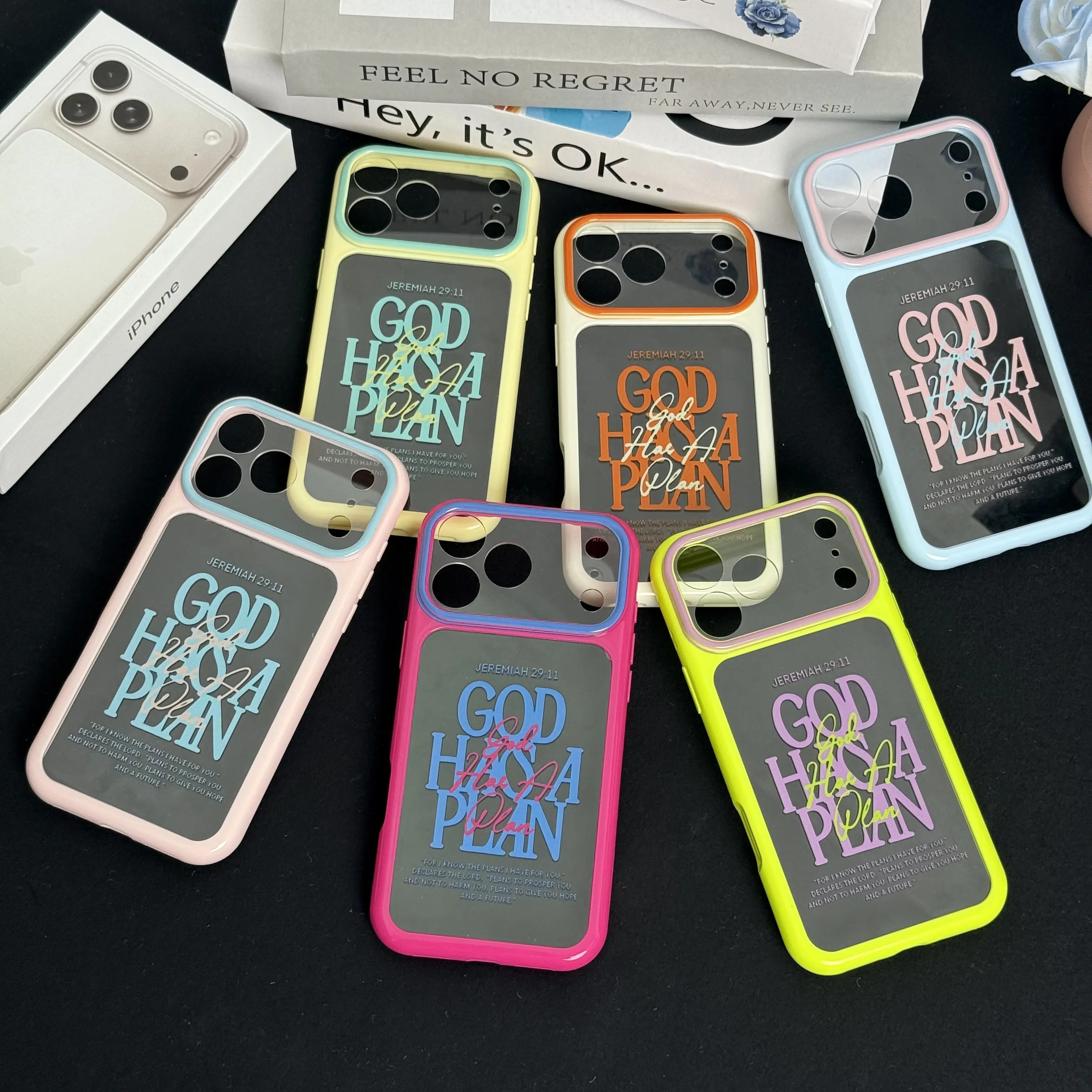 Jeremiah 29:11 God Has a Plan Christian Bible Verse Color Block Protective Cellphone Casing for iPhone 17/16/15/14/13 (Air, Various Pro-Max, Plus Models), TPU Silicone Shell, Raised Camera Cover, Faith Accessory Gift for Women