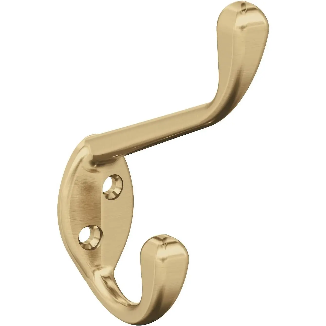Noble Double Prong Decorative Wall Hook | Champagne Bronze Hook for Coats, Hats, Backpacks, Bags | Hooks for Bathroom, Bedroom, Closet, Entryway, Laundry Room, Office