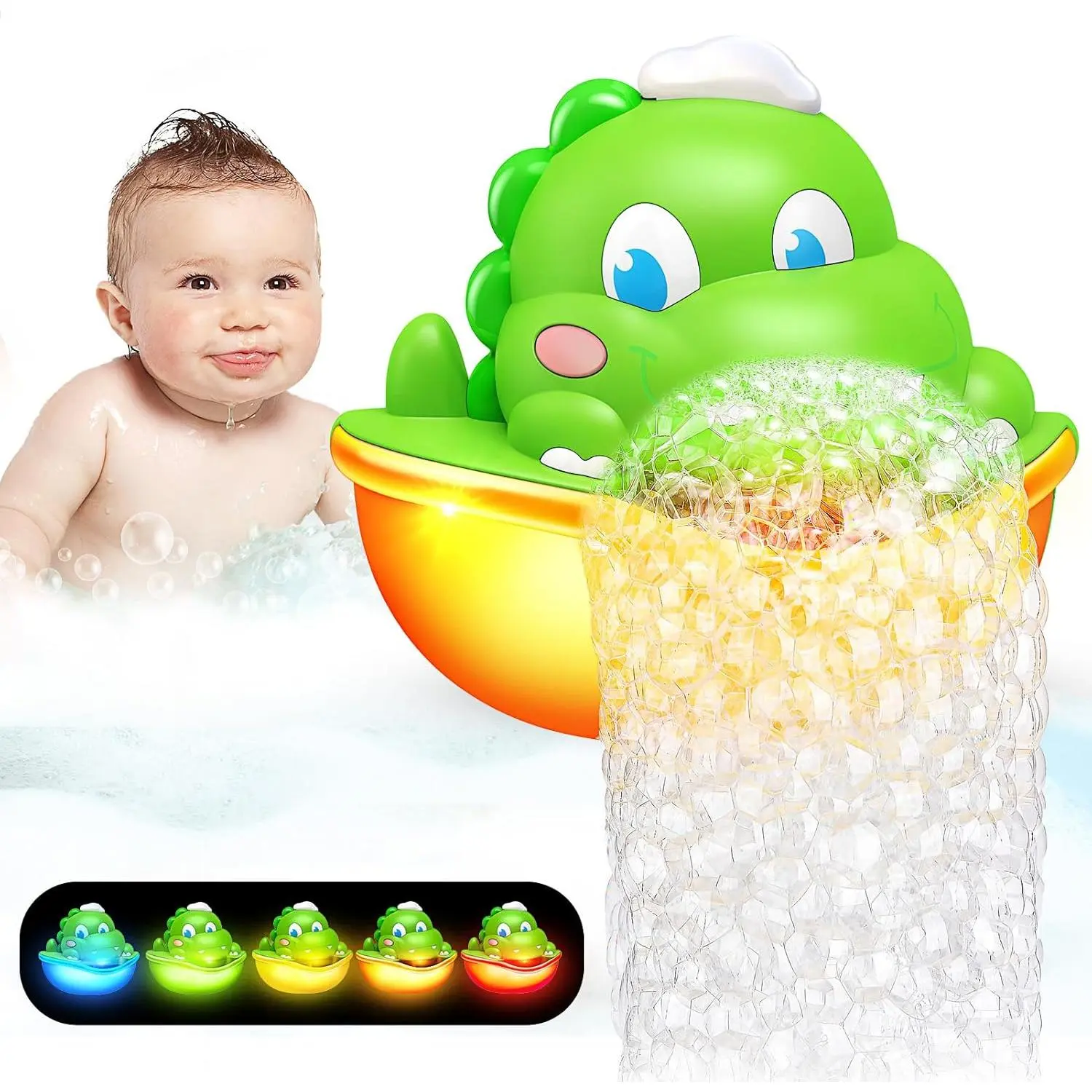 Baby Bath Toys Light Up Bubble Machine with Colourful Lights, Bathtime Shower Toy for Kids Ages 1-3 4-8, Birthday Gift for Toddler Boys Girlsfidget toys