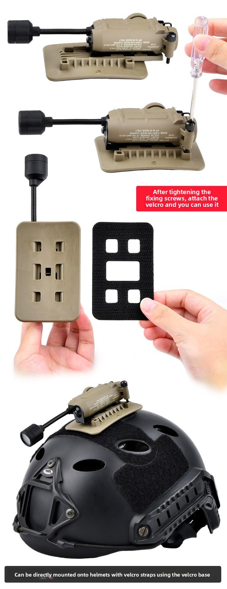 5 in 1 Outdoor Helmet Light with Mount,Red/Green/Blue/White/IR LED Task Signal Light,Include ARC Guide Rails,Webbing Clips,Magic Stickers,Fits for Helmet & MOLLE Belt System Mounting