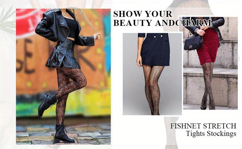 3-Pack Women's Lace-Pattern Fishnet Tights, Black Fishnet Leggings, Lace Leggings 3-Pack Women's Lace-Pattern Fishnet Tights, Black Fishnet Leggings, Lace Leggings