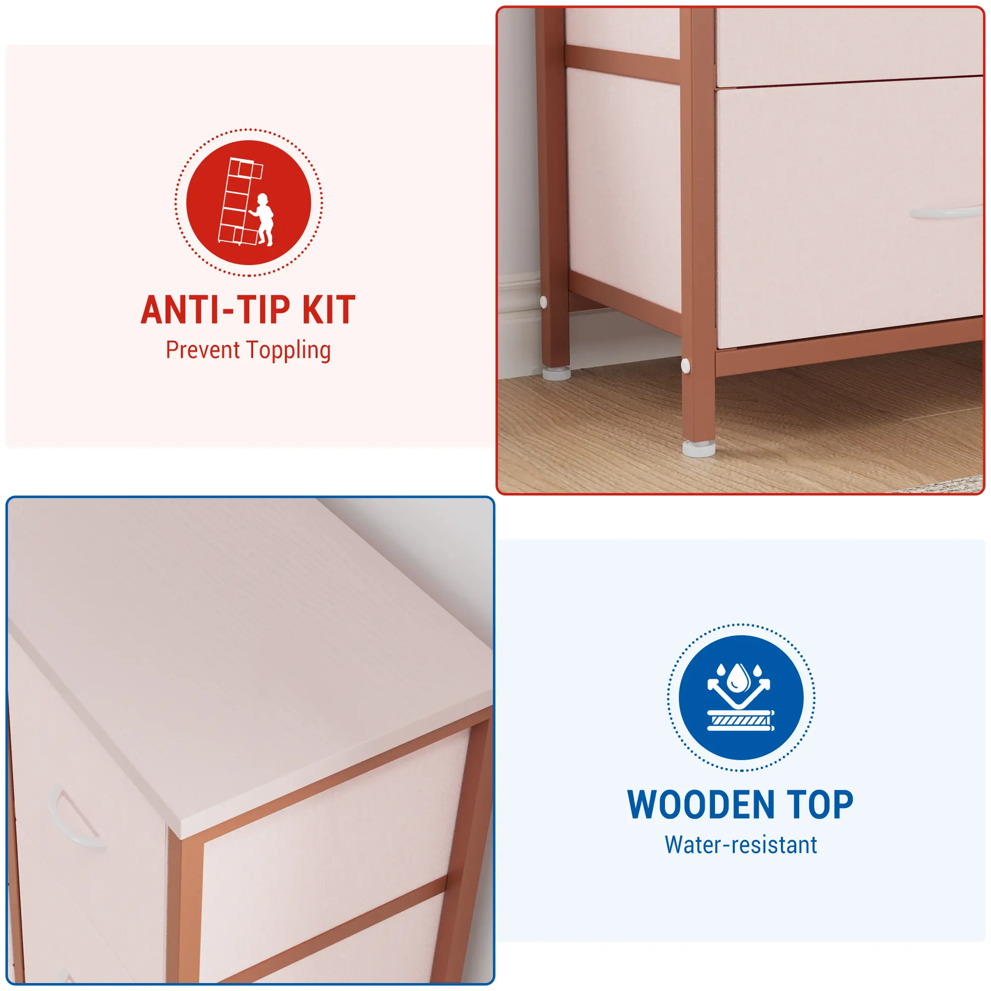 15 Drawer Fabric Storage Organizer Dresser with MDF Top Metal Frame Large Capacity Storage Unit for Bedroom Living Room