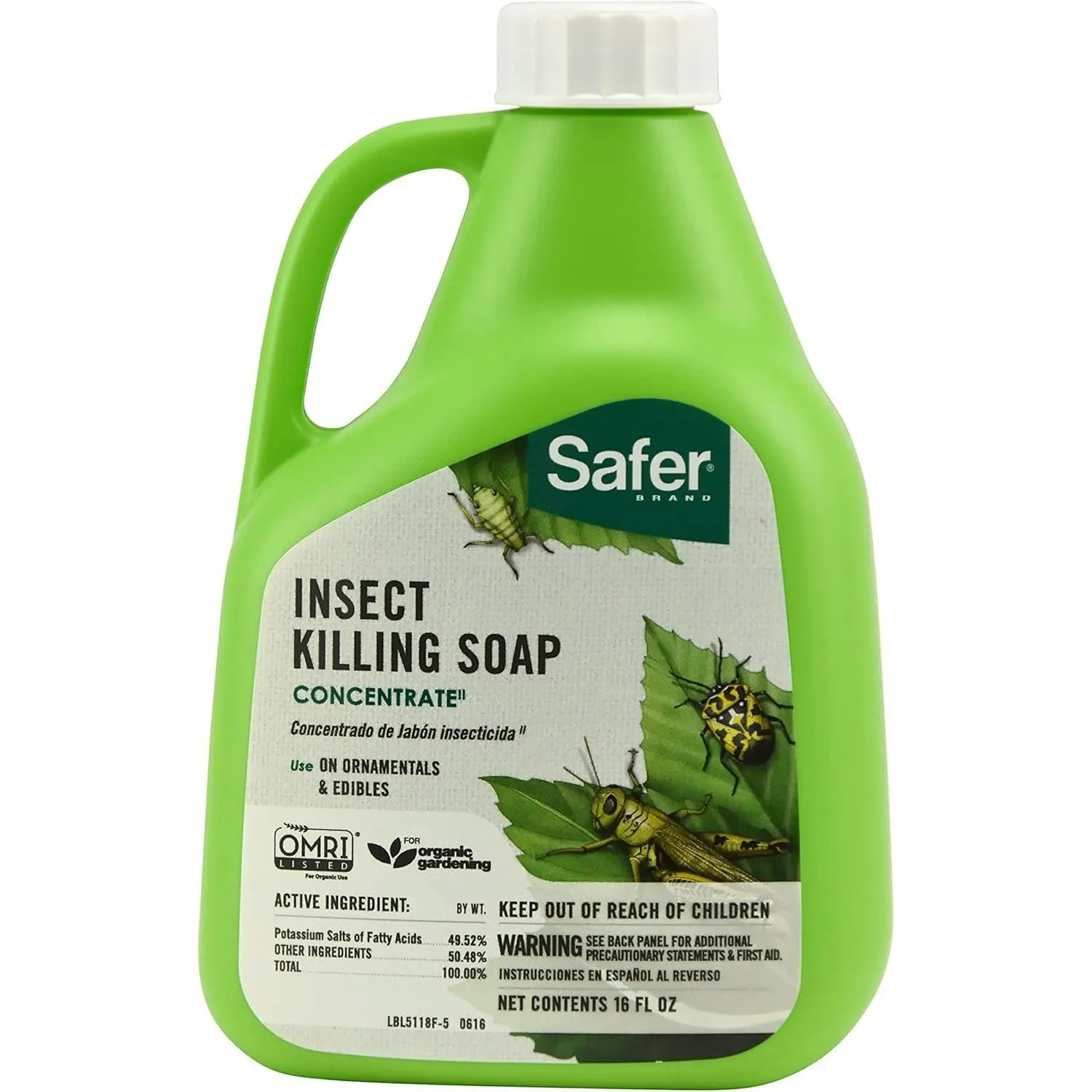 5118-6 Insect Killing Soap Concentrate - Insecticidal Soap for Plants Kills Aphids, Whiteflies, Thrips, Spider Mites OMRI Listed for Organic Use