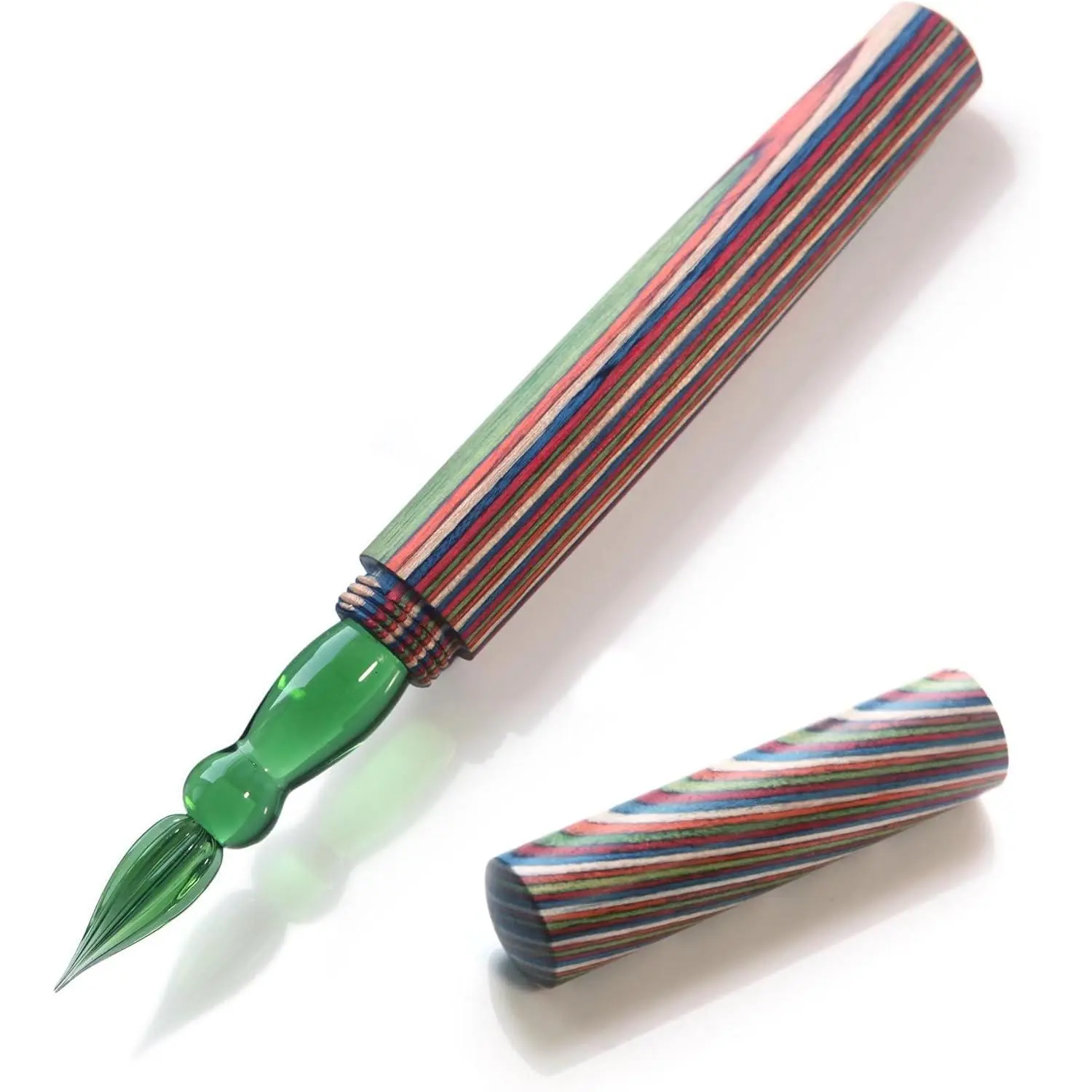 Glass Dip Pen with Colorwood Handle, Borosilicate  Glass Nib, Calligraphy Writing Set,  Style ()