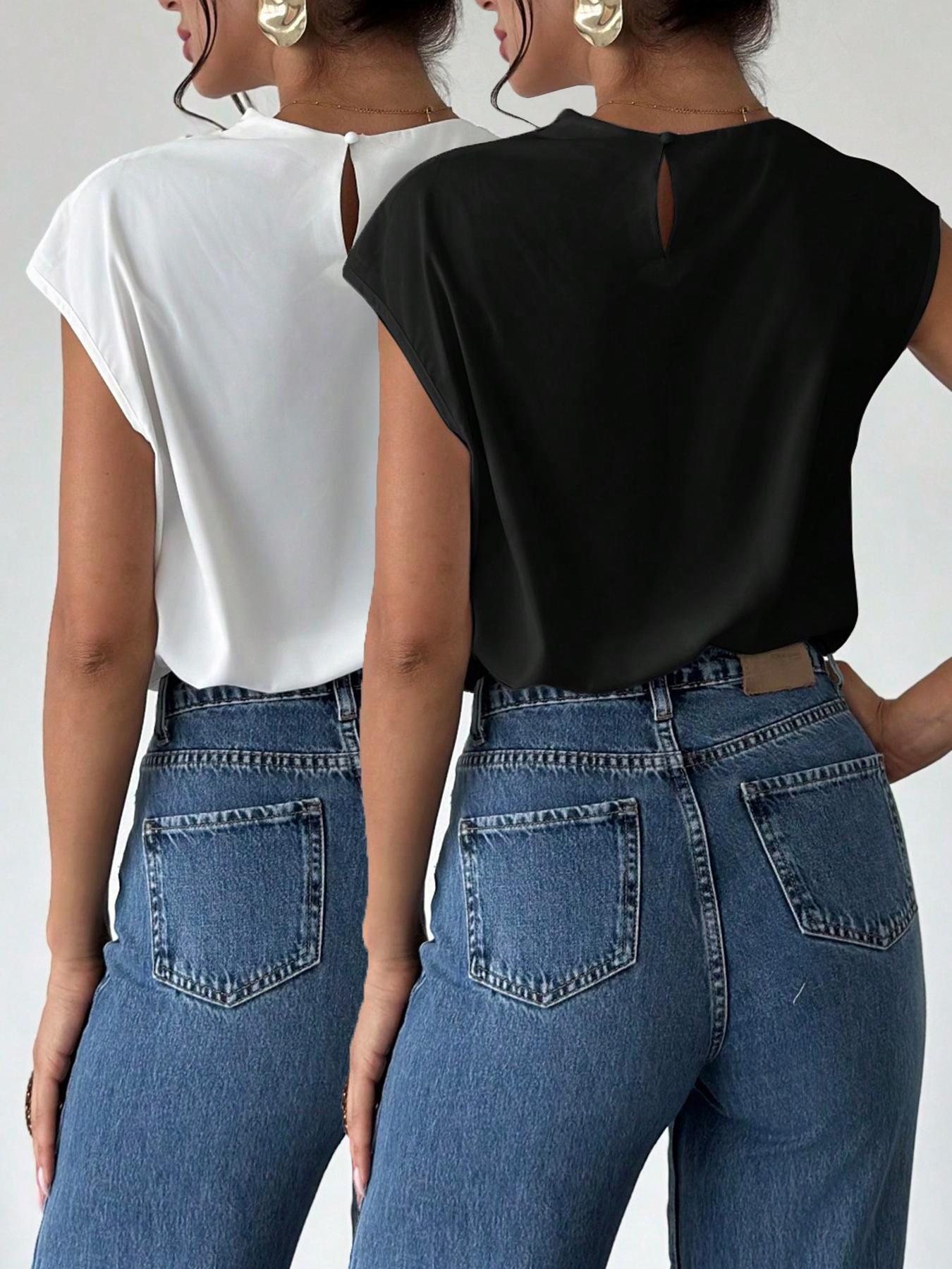 Women's Solid Color Blouse, Formal Basic Elegant Top for Work Office Business, Ladies Clothes for All Seasons, Casual Classy Top