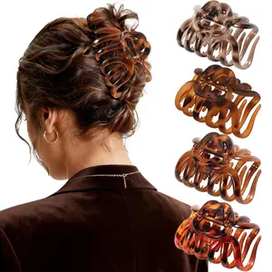4 Pack Large Matte Octopus Hair Claw Clips for Thick Hair, Mixed Matte Solid & Tortoiseshell Non Slip Strong Hold French Jaw Clamps Women Daily Hair Accessories