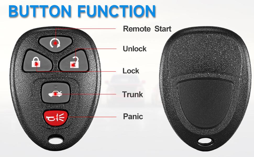 Key Fob Replacement Fits for Chevy Impala 2006 2007 2008 2009 2010 2011 2012 2013 Monte Carlo 2005-2007 Buick Lucerne 2006-2011 Cadillac DTS 2006-2011 Car Keyless Entry Remote OUC60270 OUC60221