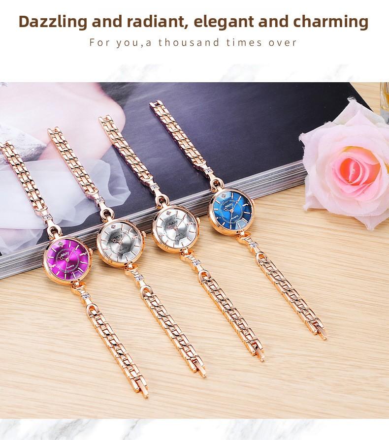 Women's Luxury Rose Gold Bangle Quartz Watch - Blue Dial with Crystal Accents, Jewelry Clasp, Water Resistant, Elegant Casual Wristwatch for Students, Perfect Gift for HerLadies'