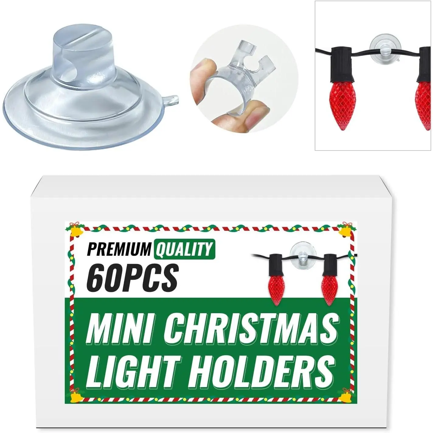 60pcs Mini Christmas Suction Light Clips