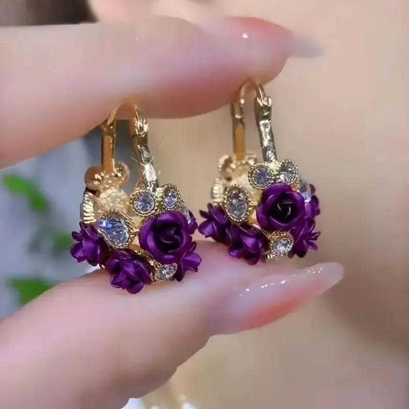 Rose Ear Cuff for Women, Gold Floral Ear Wrap with Cubic Zirconia, Romantic Coquette Statement Ear Crawler, Lightweight No Piercing Ear Jewelry for Wedding Guest, Party, Vacation & Everyday Wear sohochic