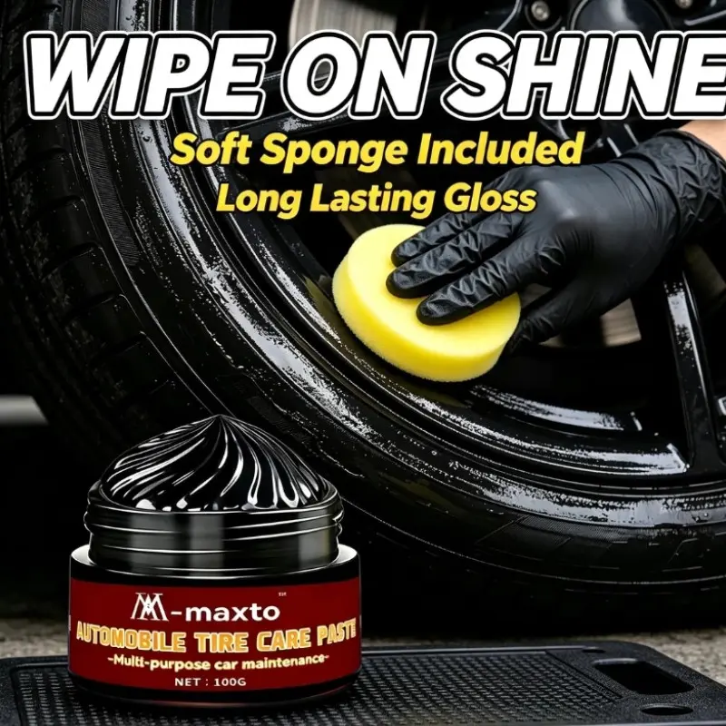 100g Automobile Tire Long-Lasting Shine Care Paste Anti-Aging Dustproof Deep Black Gloss