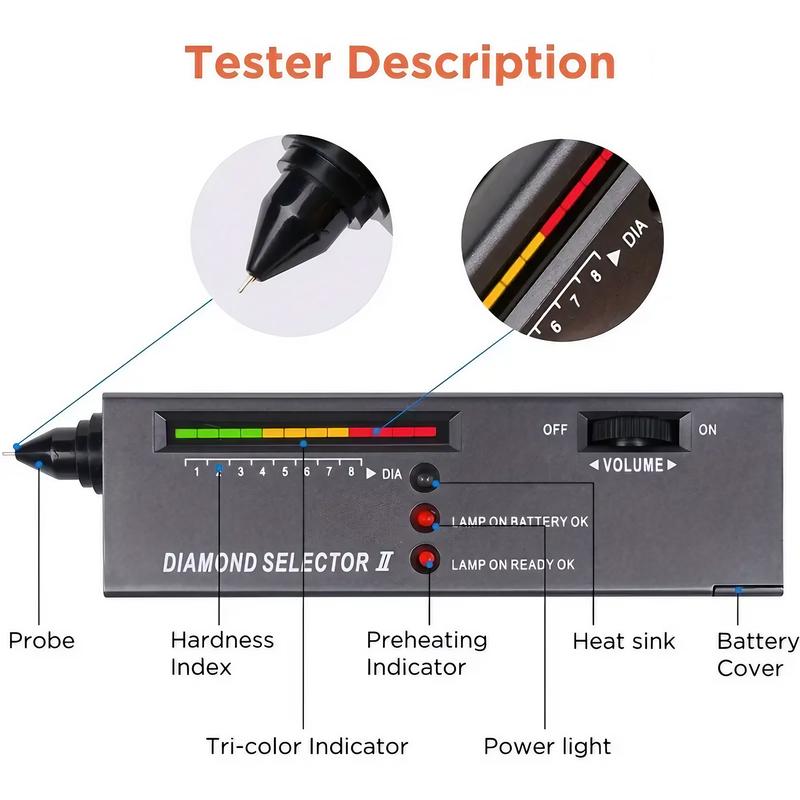 High Precision Diamond Detector Tester Pen, Multifunctional Thermal Conductivity Meter, Portable Diamond Selector for Novices and Experts