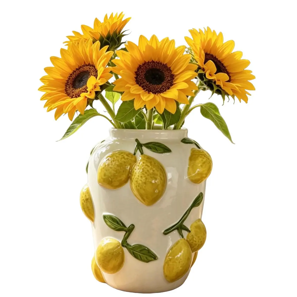 Large Ceramic Lemon Vase, Hand-Painted Porcelain Flower Pot, Home Outdoor Living Room Decor, Office Decoration, Fresh Dried Flowers, Indoor Outdoor Vase