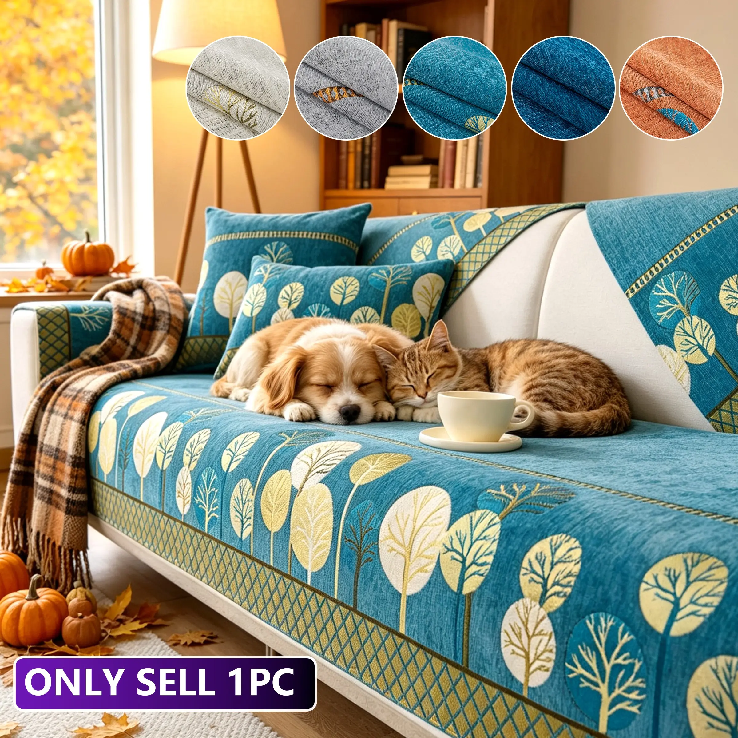 1pc Modern Sofa Cushion, Sofa Decor, Geometric Design, Chenille Material, Non-Slip Base, Soft and Skin-Friendly, Dust-Proof, Pet-Friendly, Reusable